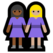 👩🏾‍🤝‍👩🏼 Emoji händchenhaltende Frauen: mitteldunkle Hautfarbe, mittelhelle Hautfarbe Microsoft Windows 11.