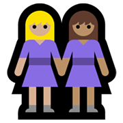👩🏼‍🤝‍👩🏽 Emoji händchenhaltende Frauen: mittelhelle Hautfarbe, mittlere Hautfarbe Microsoft Windows 11.