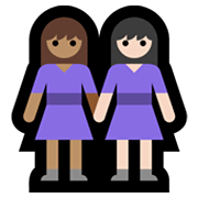 👩🏽‍🤝‍👩🏻 Emoji Duas Mulheres De Mãos Dadas: Pele Morena E Pele Clara na Microsoft Windows 11.