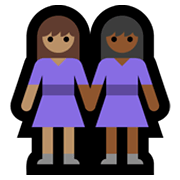 Emoji 👩🏽‍🤝‍👩🏾 Due Donne Che Si Tengono Per Mano: Carnagione Olivastra E Carnagione Abbastanza Scura su Microsoft Windows 11.