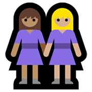 👩🏽‍🤝‍👩🏼 Emoji händchenhaltende Frauen: mittlere Hautfarbe, mittelhelle Hautfarbe Microsoft Windows 11.