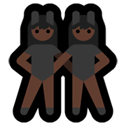 👯🏿‍♀️ Emoji Frauen mit Hasenohren, dunkle Hautfarbe Microsoft Windows 11.