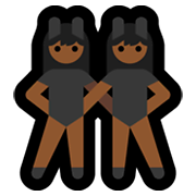 👯🏾‍♀️ Emoji Mulheres Com Orelhas De Coelho, Pele Morena Escura na Microsoft Windows 11.