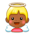 👼🏾 Emoji Bebê Anjo: Pele Morena Escura na Samsung Experience 8.0.