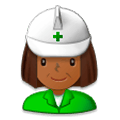 👷🏾‍♀️ Emoji Bauarbeiterin: mitteldunkle Hautfarbe Samsung Experience 8.0.