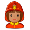 Emoji 👩🏽‍🚒 Pompiere Donna: Carnagione Olivastra su Samsung Experience 8.0.