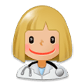 Émoji 👩🏼‍⚕️ Professionnelle De La Santé : Peau Moyennement Claire sur Samsung Experience 8.0.
