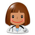Émoji 👩🏽‍⚕️ Professionnelle De La Santé : Peau Légèrement Mate sur Samsung Experience 8.0.
