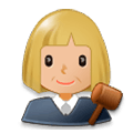 👩🏼‍⚖️ Emoji Jueza: Tono De Piel Claro Medio en Samsung Experience 8.0.