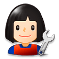 👩🏻‍🔧 Emoji Mecánica: Tono De Piel Claro en Samsung Experience 8.0.