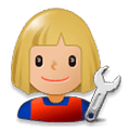 Emoji 👩🏼‍🔧 Meccanico Donna: Carnagione Abbastanza Chiara su Samsung Experience 8.0.