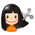 Émoji 💇🏻 Personne Qui Se Fait Couper Les Cheveux : Peau Claire sur Samsung Experience 8.0.