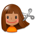 💇🏽 Emoji Persona Cortándose El Pelo: Tono De Piel Medio en Samsung Experience 8.0.