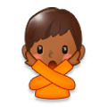 🙅🏾‍♂️ Emoji Hombre Haciendo El Gesto De «no»: Tono De Piel Oscuro Medio en Samsung Experience 8.0.