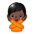 🙅🏿‍♂️ Emoji Mann mit überkreuzten Armen: dunkle Hautfarbe Samsung Experience 8.0.