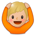 🙆🏼‍♂️ Emoji Mann mit Händen auf dem Kopf: mittelhelle Hautfarbe Samsung Experience 8.0.