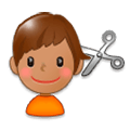 Emoji 💇🏽‍♂️ Taglio Di Capelli Per Uomo: Carnagione Olivastra su Samsung Experience 8.0.