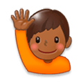 🙋🏾‍♂️ Emoji Hombre Con La Mano Levantada: Tono De Piel Oscuro Medio en Samsung Experience 8.0.