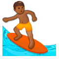 🏄🏾‍♂️ Emoji Homem Surfista: Pele Morena Escura na Samsung Experience 8.0.