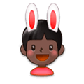 👯🏿‍♂️ Emoji Männer mit Hasenohren, dunkle Hautfarbe Samsung Experience 8.0.
