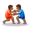 🤼🏾‍♂️ Emoji Hombres Luchando, Tono De Piel Oscuro Medio en Samsung Experience 8.0.