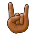 🤘🏾 Emoji Mano Haciendo El Signo De Cuernos: Tono De Piel Oscuro Medio en Samsung Experience 8.0.