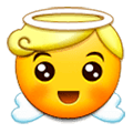 Emoji 😇 Faccina Con Sorriso E Aureola su Samsung Experience 8.0.