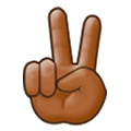✌🏾 Emoji Mano Con Señal De Victoria: Tono De Piel Oscuro Medio en Samsung Experience 8.0.