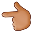 👈🏽 Emoji Dorso Da Mão Com Dedo Indicador Apontando Para A Esquerda: Pele Morena na Samsung Experience 8.0.