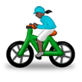 🚴🏿‍♀️ Emoji Mujer En Bicicleta: Tono De Piel Oscuro en Samsung Experience 8.0.