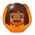 🙆🏾‍♀️ Emoji Frau mit Händen auf dem Kopf: mitteldunkle Hautfarbe Samsung Experience 8.0.