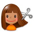 💇🏽‍♀️ Emoji Mujer Cortándose El Pelo: Tono De Piel Medio en Samsung Experience 8.0.