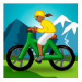 🚵🏾‍♀️ Emoji Mulher Fazendo Mountain Bike: Pele Morena Escura na Samsung Experience 8.0.