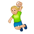🤾🏼‍♀️ Emoji Mujer Jugando Al Balonmano: Tono De Piel Claro Medio en Samsung Experience 8.0.