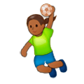 🤾🏾‍♀️ Emoji Mujer Jugando Al Balonmano: Tono De Piel Oscuro Medio en Samsung Experience 8.0.
