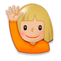 🙋🏼‍♀️ Emoji Frau mit erhobenem Arm: mittelhelle Hautfarbe Samsung Experience 8.0.
