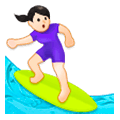 🏄🏻‍♀️ Emoji Mujer Haciendo Surf: Tono De Piel Claro en Samsung Experience 8.0.