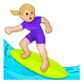 🏄🏼‍♀️ Emoji Mujer Haciendo Surf: Tono De Piel Claro Medio en Samsung Experience 8.0.