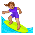 🏄🏽‍♀️ Emoji Mujer Haciendo Surf: Tono De Piel Medio en Samsung Experience 8.0.