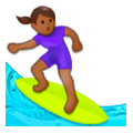 🏄🏾‍♀️ Emoji Mulher Surfista: Pele Morena Escura na Samsung Experience 8.0.