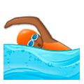🏊🏾‍♀️ Emoji Mujer Nadando: Tono De Piel Oscuro Medio en Samsung Experience 8.0.