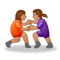 🤼🏽‍♀️ Emoji Mujeres Luchando, Tono De Piel Medio en Samsung Experience 8.0.