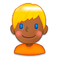 👱🏾‍♂️ Emoji Mann: mitteldunkle Hautfarbe, blond Samsung Experience 8.1.