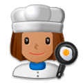 Émoji 👩🏽‍🍳 Cuisinière : Peau Légèrement Mate sur Samsung Experience 8.1.
