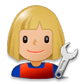Emoji 👩🏼‍🔧 Meccanico Donna: Carnagione Abbastanza Chiara su Samsung Experience 8.1.