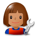 👩🏽‍🔧 Emoji Mecánica: Tono De Piel Medio en Samsung Experience 8.1.