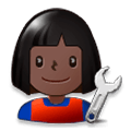 👩🏿‍🔧 Emoji Mecánica: Tono De Piel Oscuro en Samsung Experience 8.1.
