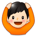 🙆🏻‍♂️ Emoji Mann mit Händen auf dem Kopf: helle Hautfarbe Samsung Experience 8.1.