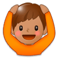 🙆🏽‍♂️ Emoji Mann mit Händen auf dem Kopf: mittlere Hautfarbe Samsung Experience 8.1.