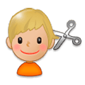 💇🏼‍♂️ Emoji Mann beim Haareschneiden: mittelhelle Hautfarbe Samsung Experience 8.1.